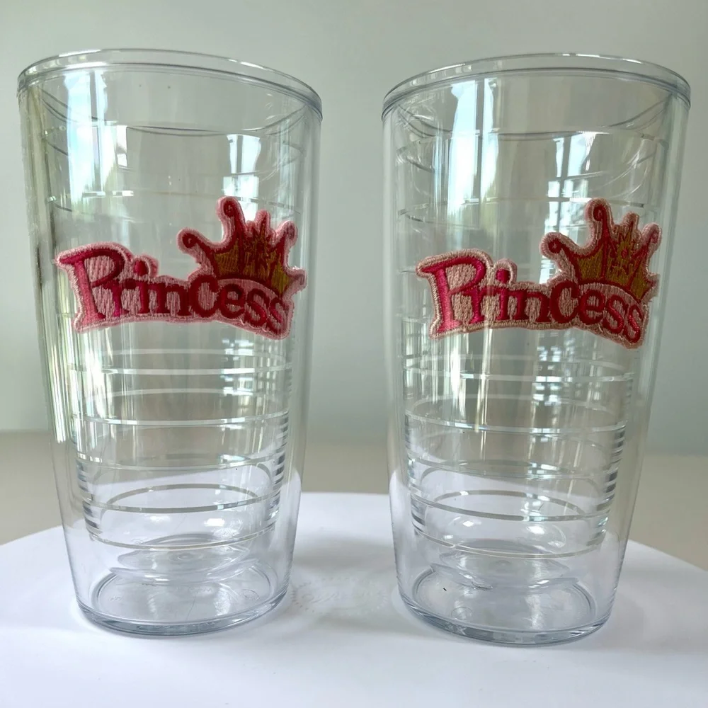 2 - Tervis “Princess” Drinkware with Pink and Gold Accents, 16 ounce NEW